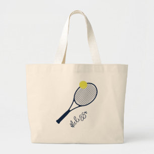 Personalised Tennis Player Racket and Ball Logo Large Tote Bag