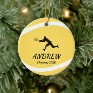 Personalised Tennis Player Sports Fan Athlete Xmas Ceramic Ornament