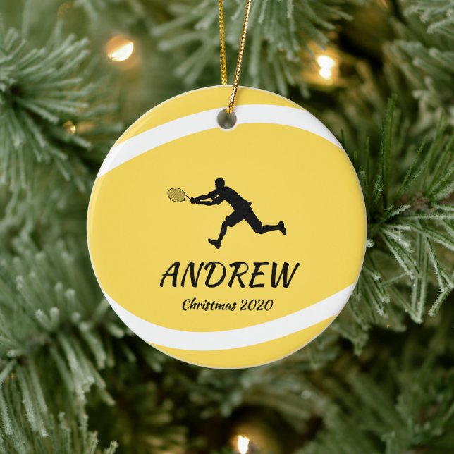 Personalised Tennis Player Sports Fan Athlete Xmas Ceramic Ornament (Tree)