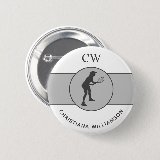Personalised Tennis Player Tennis Girl Custom Gift 6 Cm Round Badge (Front & Back)