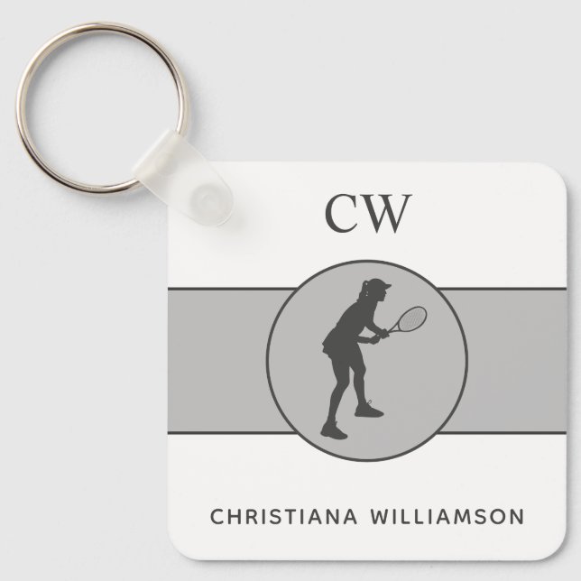 Personalised Tennis Player Tennis Girl Custom Gift Key Ring (Front)