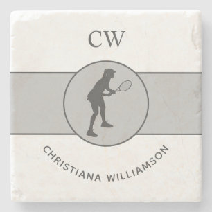 Personalised Tennis Player Tennis Girl Custom Gift Stone Coaster