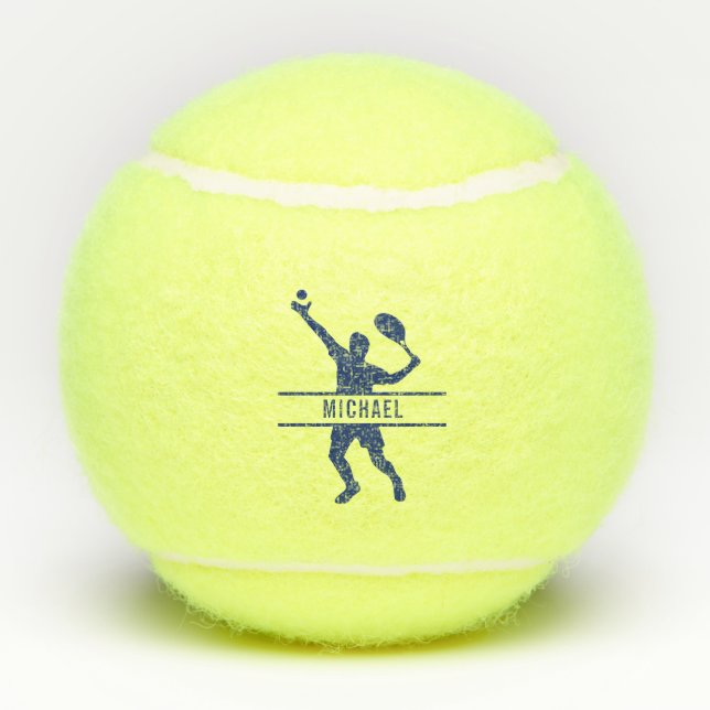 Personalised Tennis Player Themed Custom Blue Name Tennis Balls (Back)