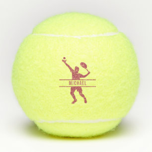 Personalised Tennis Player Themed Custom Pink Name Tennis Balls