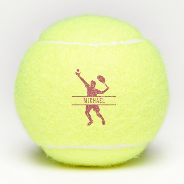 Personalised Tennis Player Themed Custom Pink Name Tennis Balls (Front)