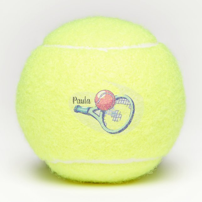 Personalised Tennis Racket and Ball Tennis Balls (Front)
