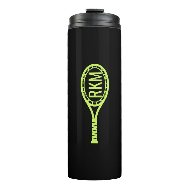 Personalised Tennis Racket Monogram Initials Thermal Tumbler (Front)
