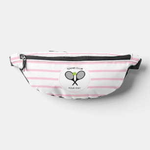 Personalised Tennis Racket Pastel Pink Striped Bum Bags