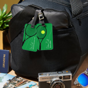 Personalised Tennis Racquet Green Luggage Tag