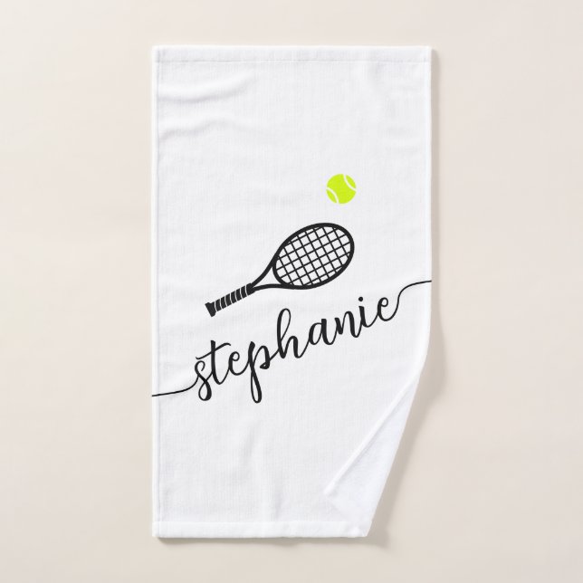 Personalised Tennis Script Name Hand Towel (Hand Towel)