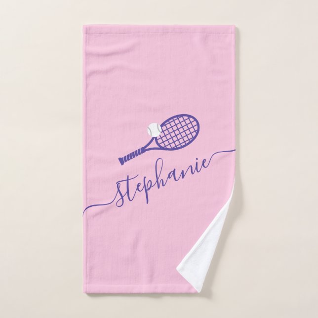 Personalised Tennis Script Name Hand Towel (Hand Towel)