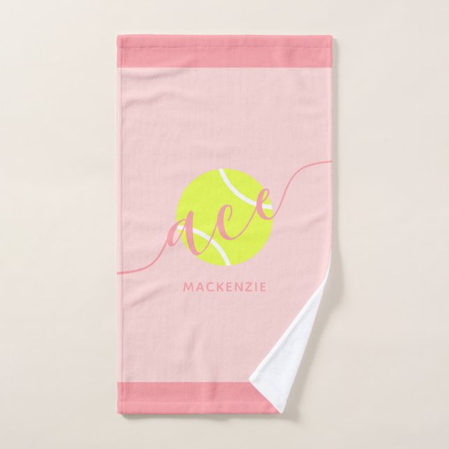 Personalised Tennis Sport Pink Hand Towel (Hand Towel)