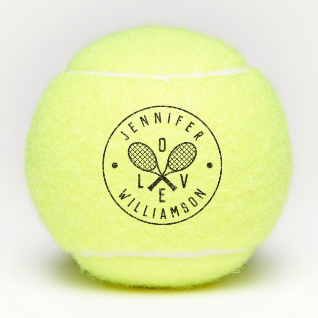 Personalised Tennis Theme Monogram Name Love  Balls (Front)