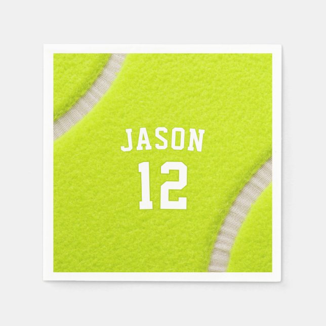 Personalised Tennis with Name & Age Napkin (Front)