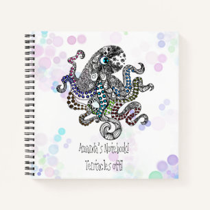 Personalised tentacles off line doodle octopus notebook