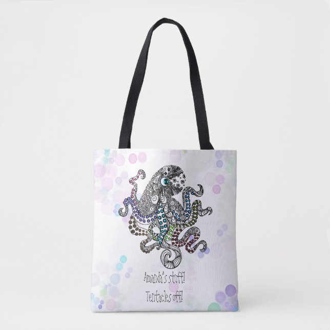 Personalised tentacles off line doodle octopus tote bag (Front)