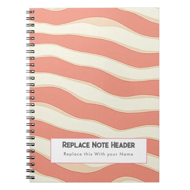 Personalised Terra Cotta and Cream Wave Patterned  Notebook (Front)