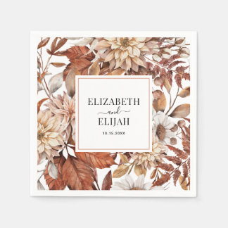 Personalised Terracotta Autumn Fall Wedding Napkin
