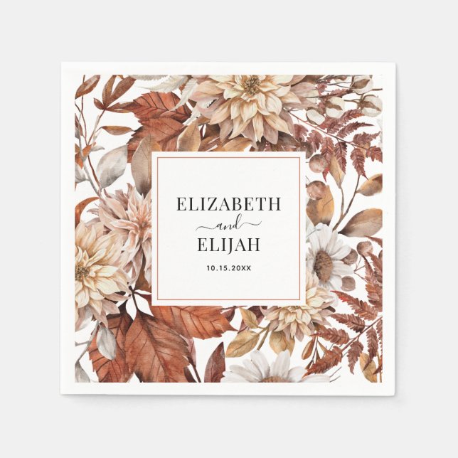 Personalised Terracotta Autumn Fall Wedding Napkin (Front)