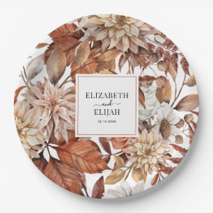 Personalised Terracotta Autumn Fall Wedding Paper Plate