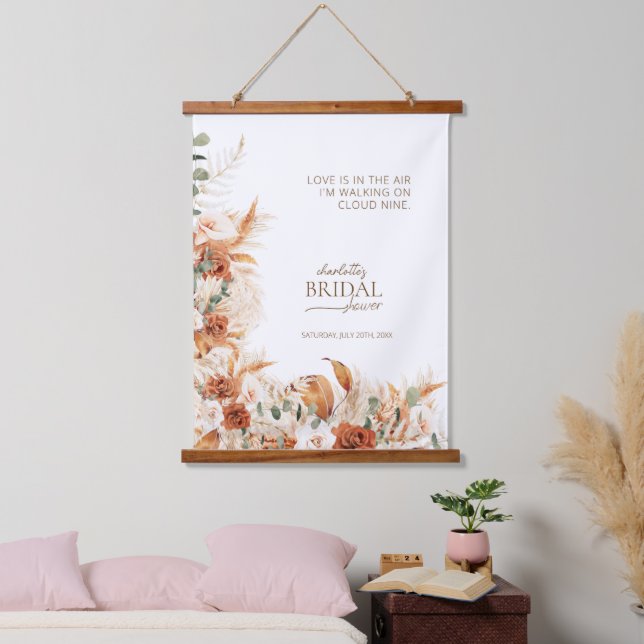 Personalised Terracotta Floral Bridal Shower  Hanging Tapestry (Bedroom)