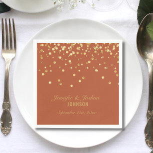 Personalised TERRACOTTA Gold Confetti Wedding Napk Napkin
