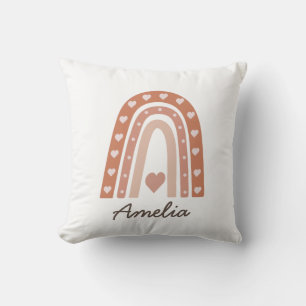 Personalised Terracotta Rainbow Name Girl  Cushion