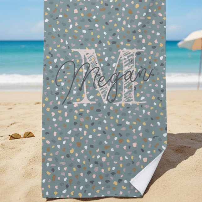 Personalised Terrazzo Monogram Beach Towel (Creator Uploaded)