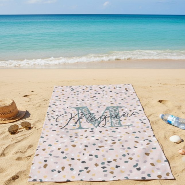 Personalised Terrazzo Monogram Beach Towel (Creator Uploaded)