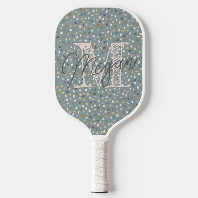 Personalised Terrazzo Monogram Pickleball Paddle (Front)
