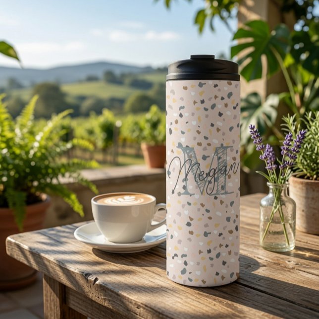 Personalised Terrazzo Monogram Thermal Tumbler (Creator Uploaded)