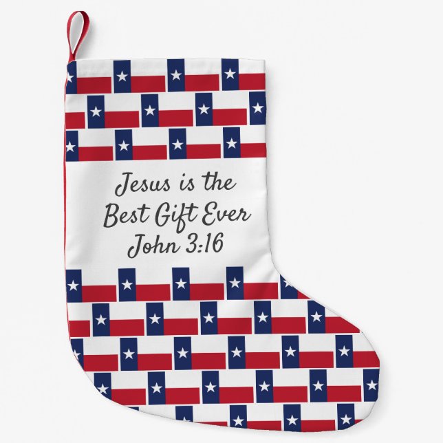 Personalised TEXAS TEXAN FLAG Small Christmas Stocking (Front)