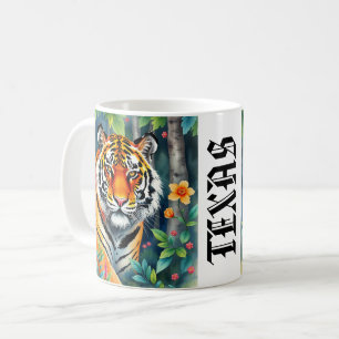 Personalised Texas wild tiger watercolor forest Coffee Mug