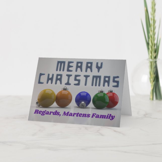 Personalised Text & 3D Design Christmas Holiday Card (Front)