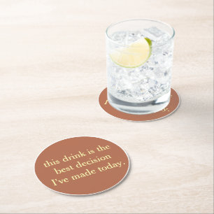 Personalised Text And Name Funny Cool Party  Round Paper Coaster