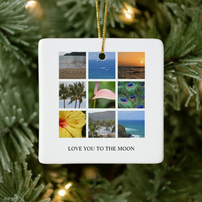 Personalised Text and Photo Collage Hawaii Ceramic Ornament (Tree)