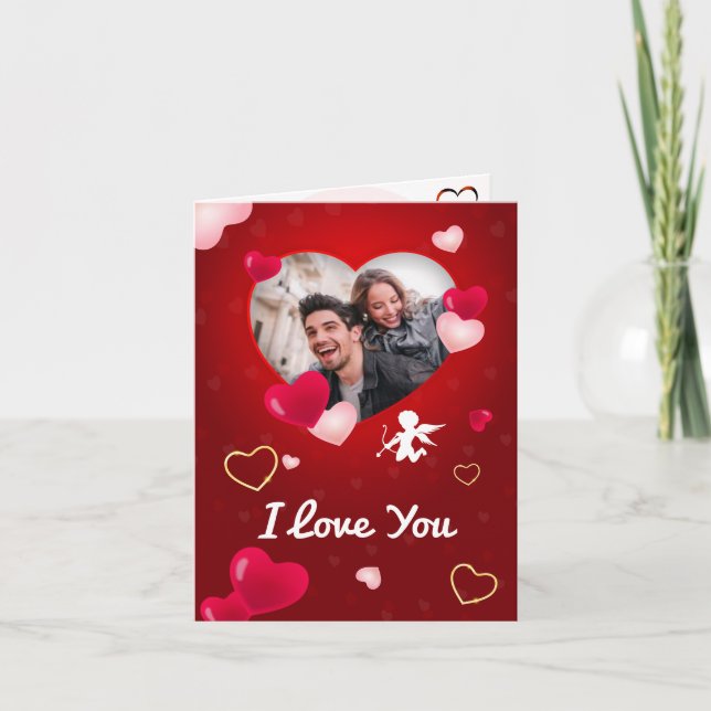Personalised text and photo Valentine's Day card. Holiday Card (Front)