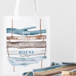 Personalised Text, Beach, Nautical Coastal Theme Reusable Grocery Bag<br><div class="desc">Personalise as you like this beautiful beach coastal / nautical shopping bag with your own text, our text is simply an example. Ability to use template text boxes under "Personalise this template" to easily add your message. Option to select "Edit using Design Tool" to change text font style, size or...</div>
