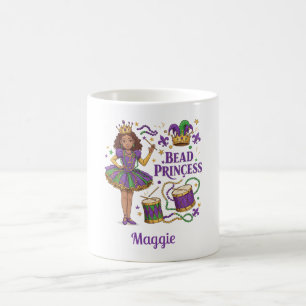 Personalised Text Bead Princess - Mardi Gras Coffee Mug