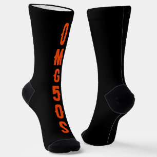 Personalised text black and orange modern colours socks