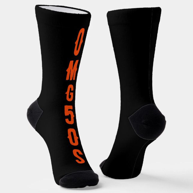 Personalised text black and orange modern colours socks (Angled)