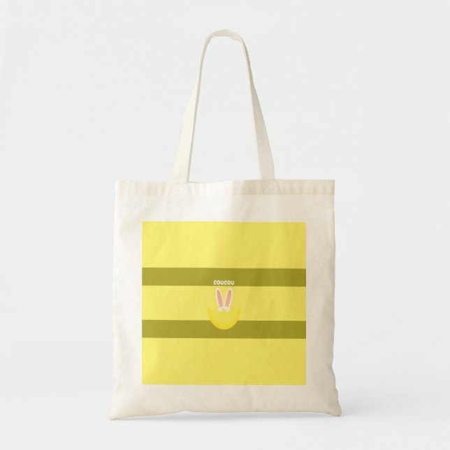 Personalised Text Bunny Ears Egg Tote Bag (Front)
