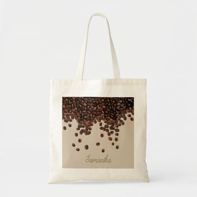 Personalised Text Coffee Beans Tote Bag (Front)