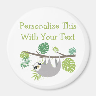 Personalised Text Fun Hanging Sloth Magnet