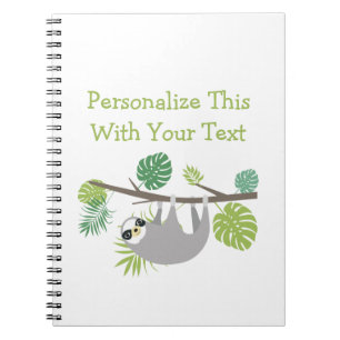 Personalised Text Fun Hanging Sloth Notebook