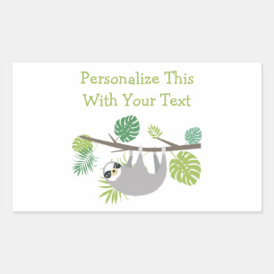 Personalised Text Fun Hanging Sloth Rectangular Sticker