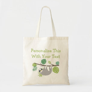 Personalised Text Fun Hanging Sloth Tote Bag