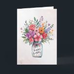 Personalised text Happy Birthday Floral Bouquet    Card<br><div class="desc">Personalised text Happy Birthday Watercolor Floral Card</div>