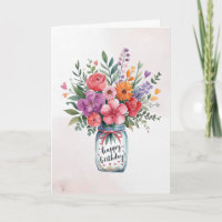 Personalised text Happy Birthday Floral Bouquet