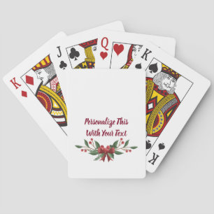 Personalised Text Holly and Berry Christmas Playing Cards